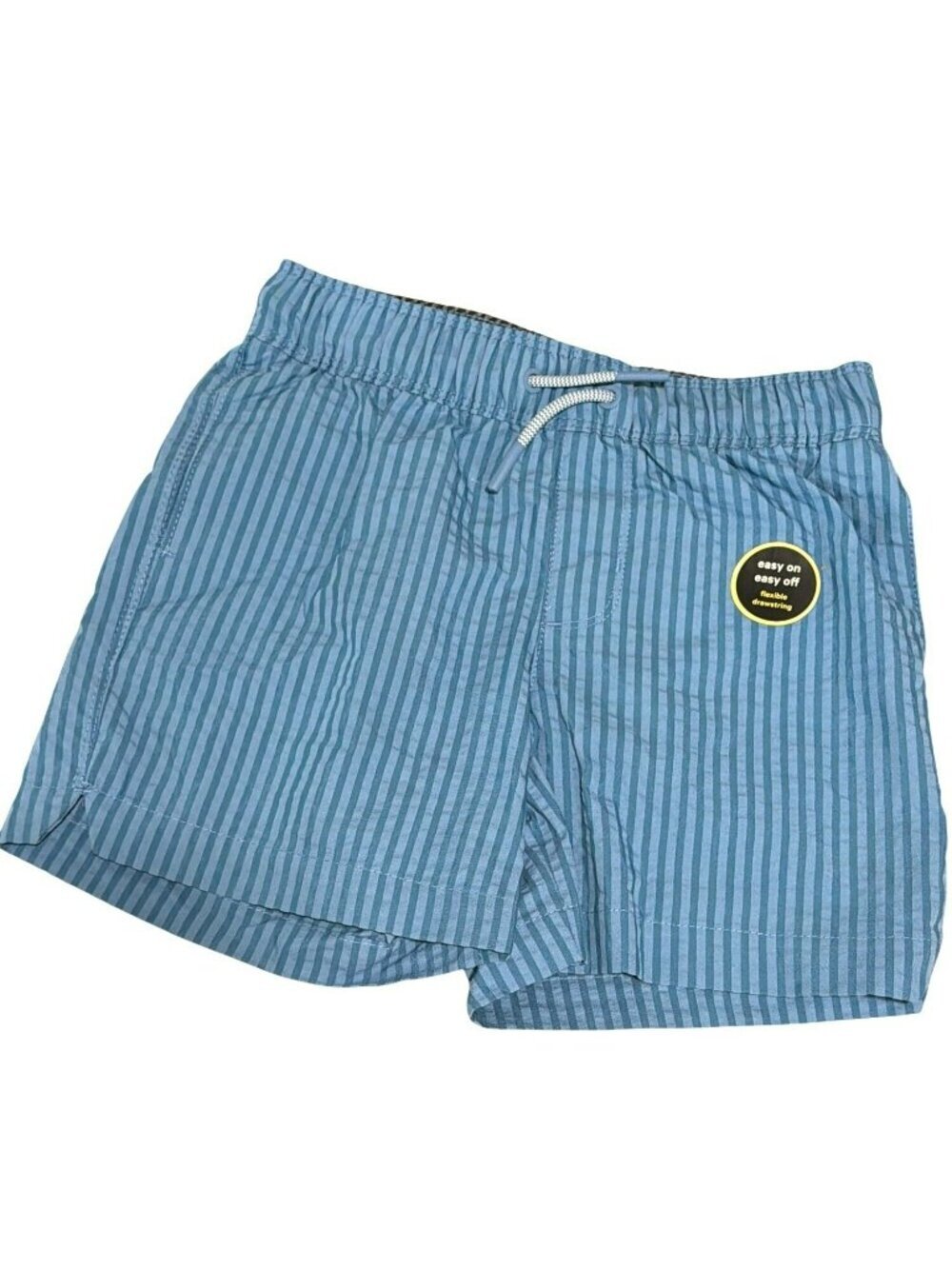 Kids Blue Striped Shorts Drawstring Pocket Mid-Thigh Small 6/7 New